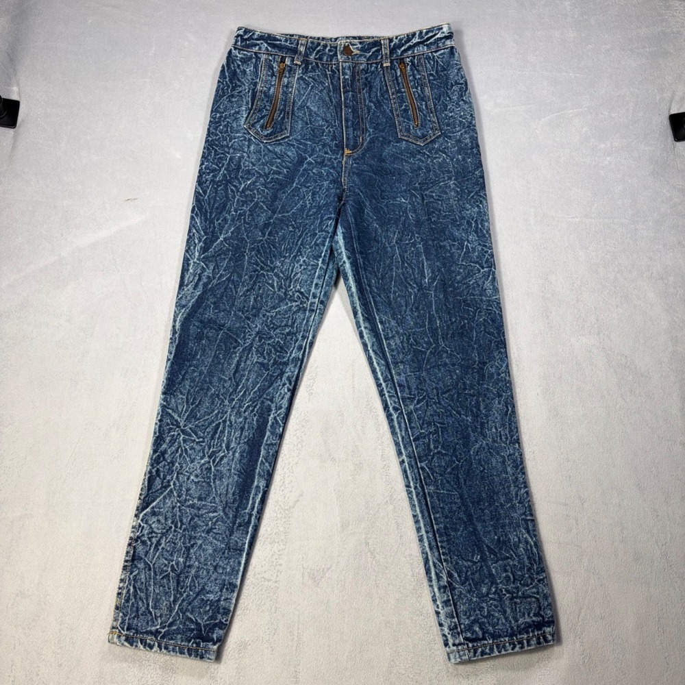 Cheeks USA Vintage Acid Wash High Waist Zipper Pocket Jeans Blue Cotton 13/14-32